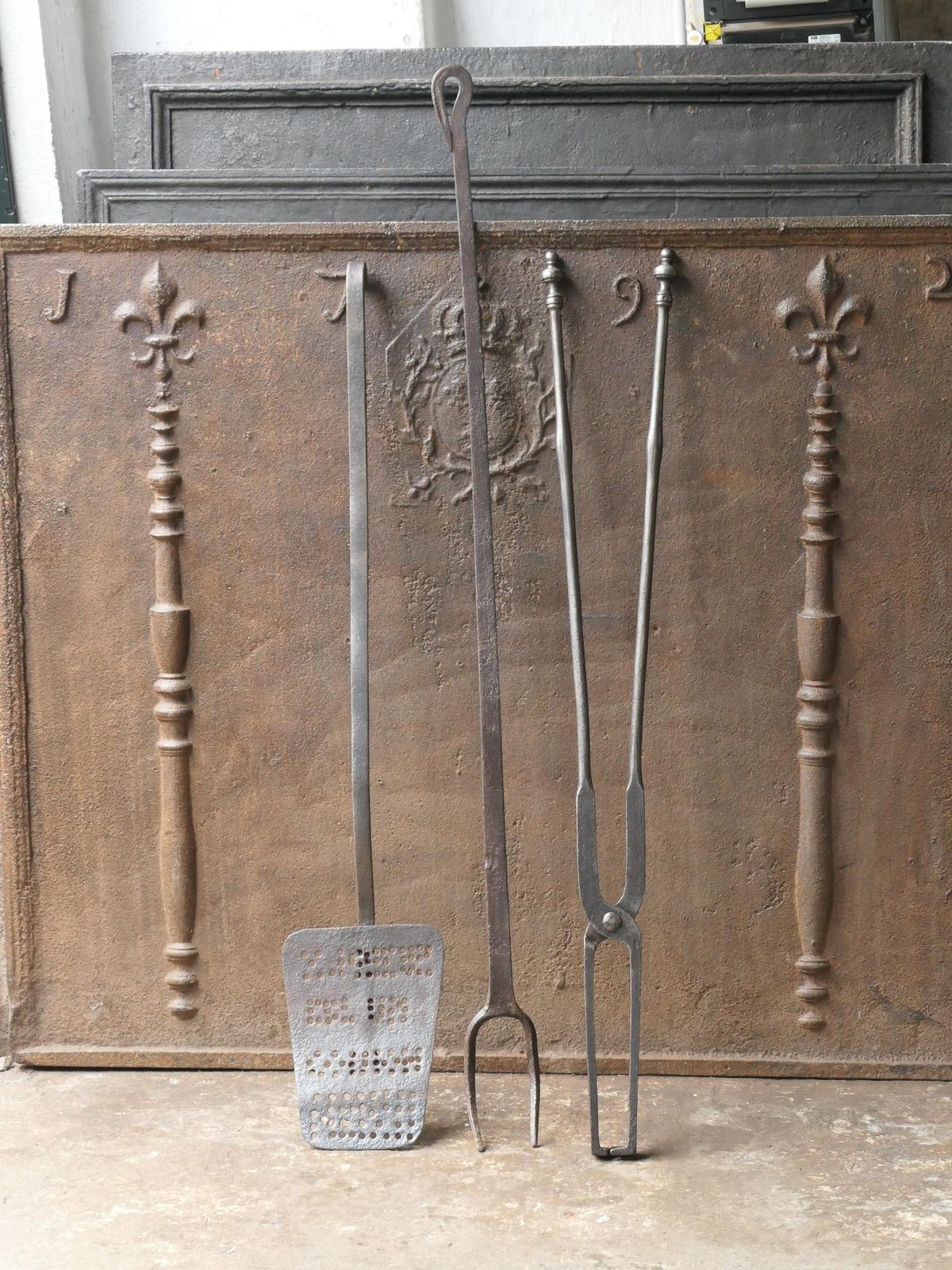 Large French Neoclassical Fireplace Tools, 18th 19th Century photo furniture