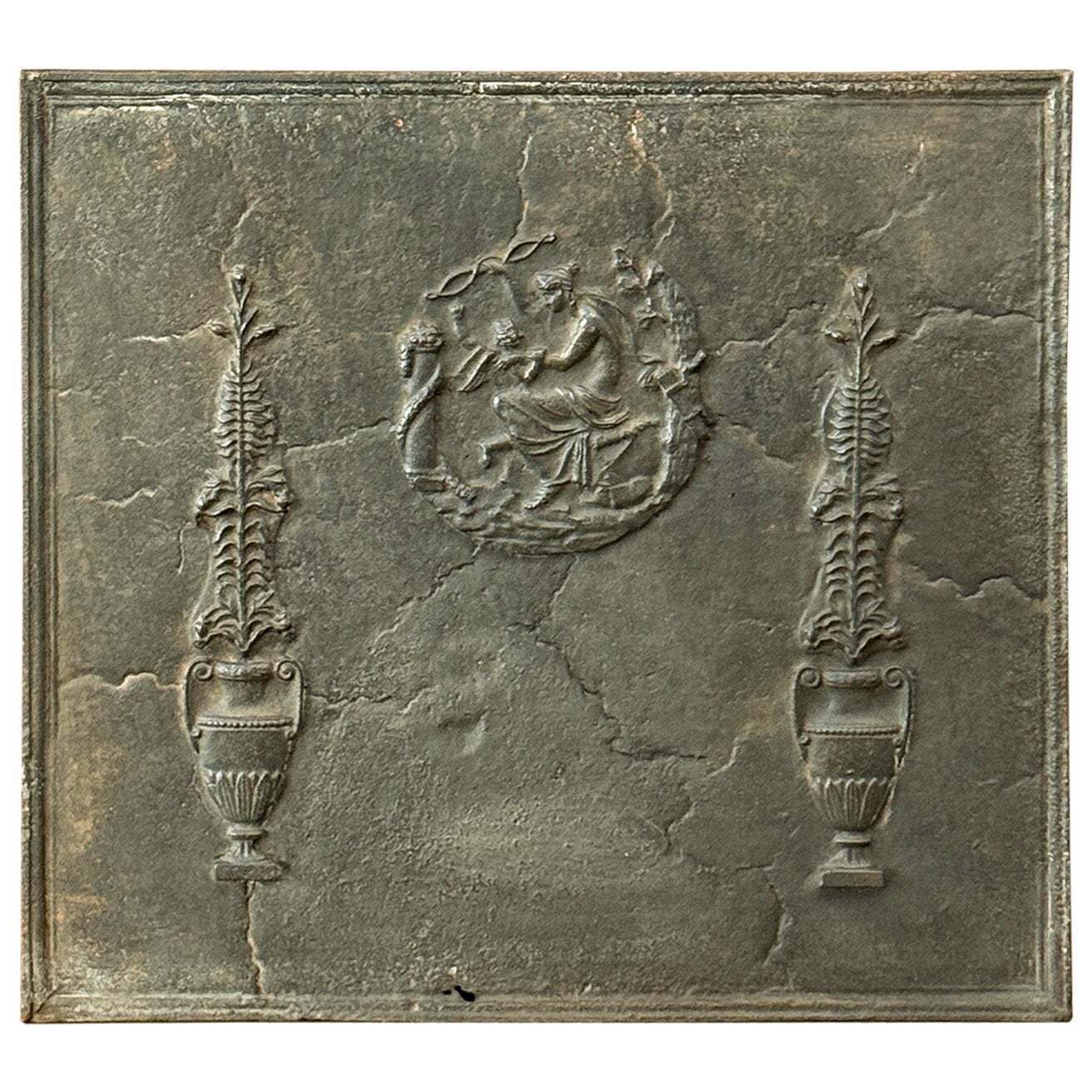 Antique French 'Diana' Fireback / Backsplash, Neoclassical Period