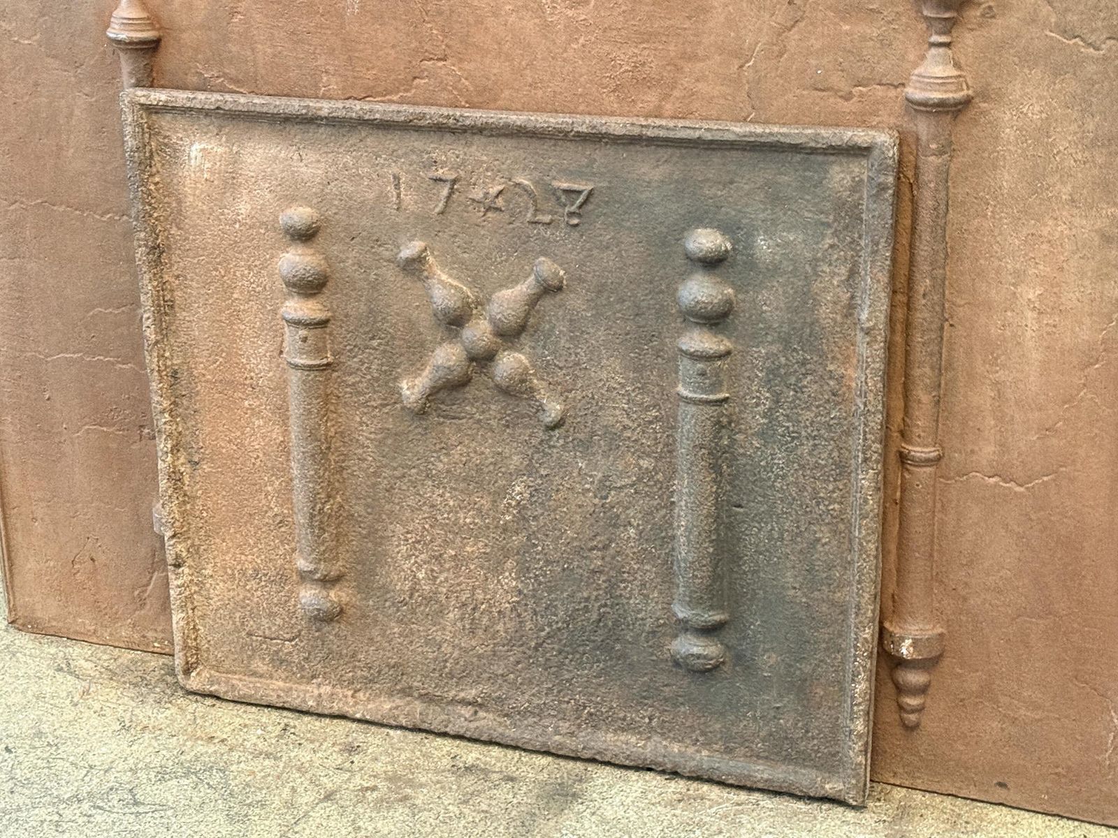 18th Century Louis XIV 'Pillars With Saint Andrew's Cross' Fireback / Backsplash photo for sale