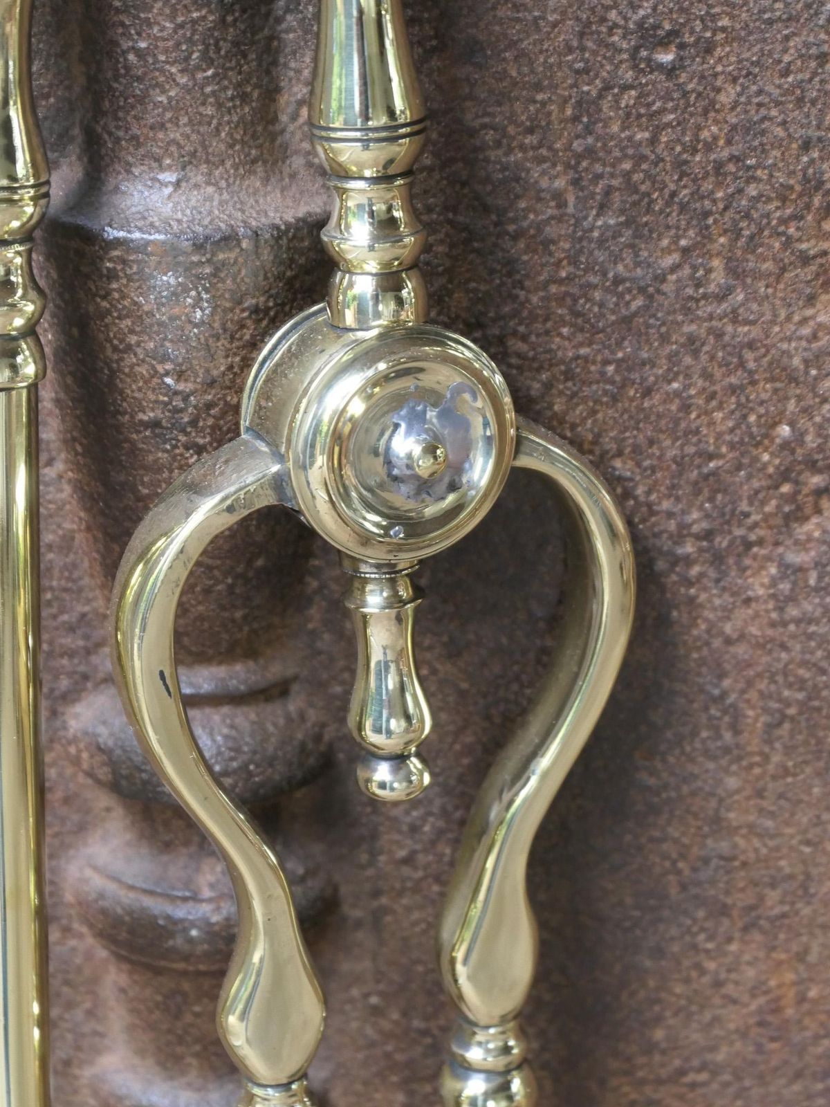 photo vinterior English Victorian Fireplace Tools Or Companion Set, 19th Century
