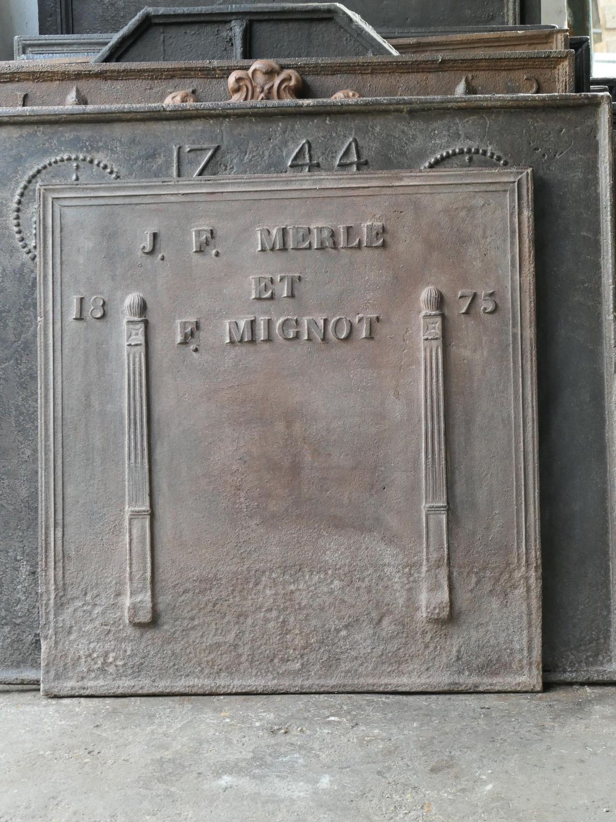 Home Fixtures Antique French 'Marriage' Fireback / Backsplash, 19th Century photo