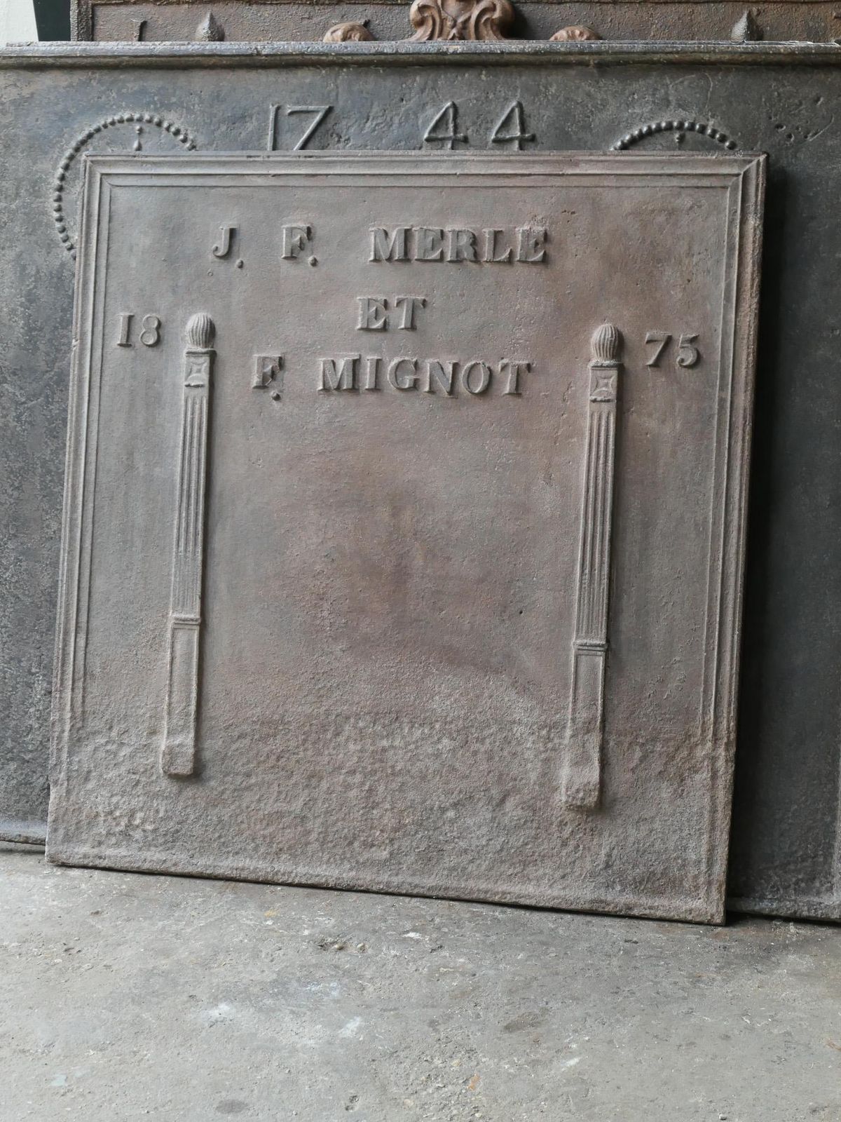 934.0 Antique French 'Marriage' Fireback / Backsplash, 19th Century photo