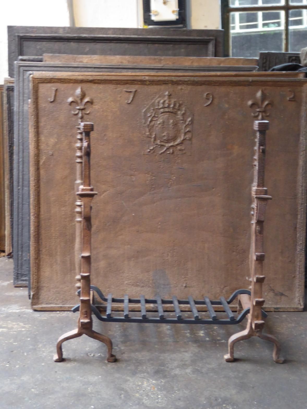 photo buy Large French Louis XIII Period Fireplace Grate Or Fire Basket, 17th Century