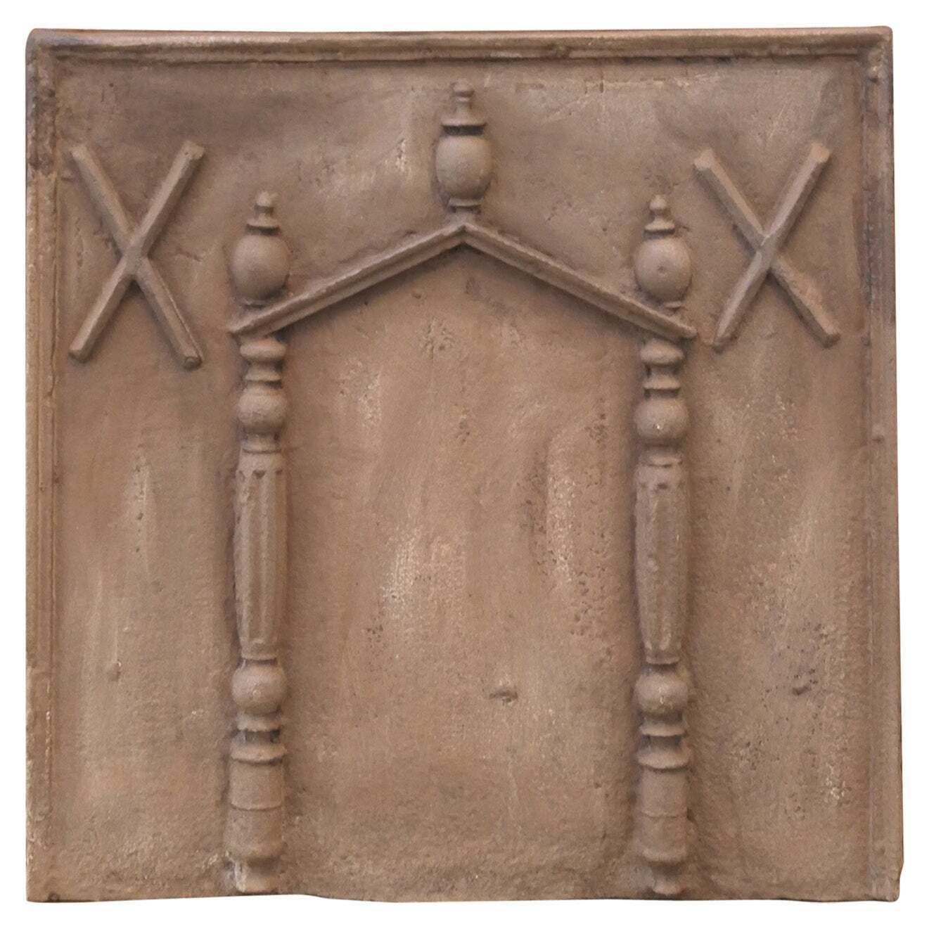 French Louis XIV Period 'Pillars And Pediment' Fireback / Backsplash