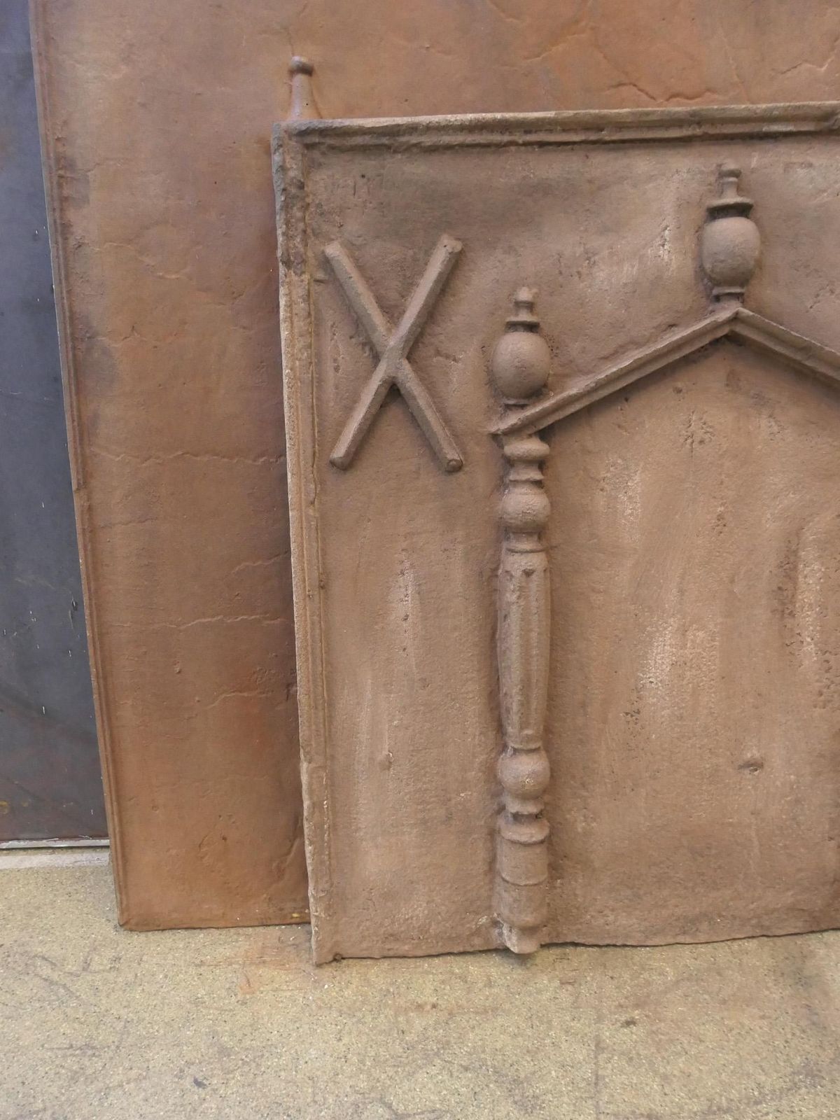 photo for sale French Louis XIV Period 'Pillars And Pediment' Fireback / Backsplash