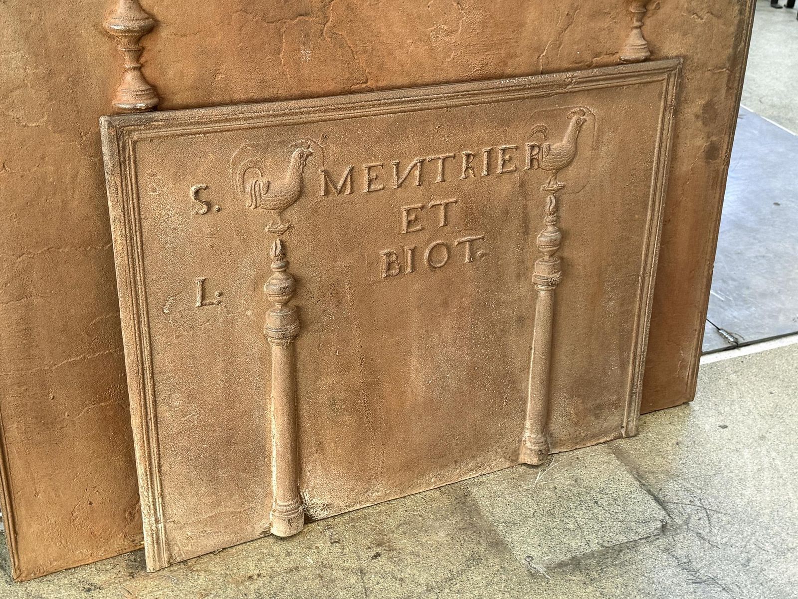 French Louis XIV Period 'Pillars Of Hercules' Fireback / Backsplash, 18th C. photo vintage
