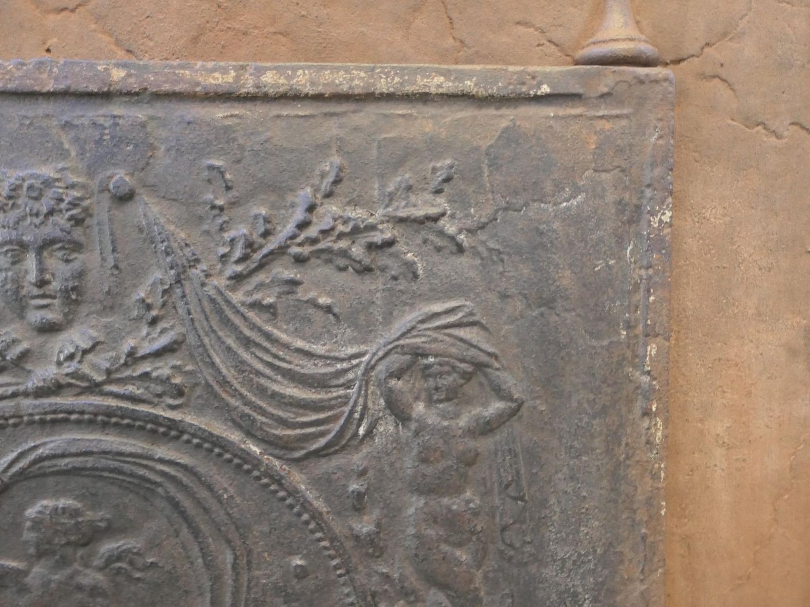 Antique French Fireback / Backsplash With The Goddess Venus, Neoclassical Period photo vintage