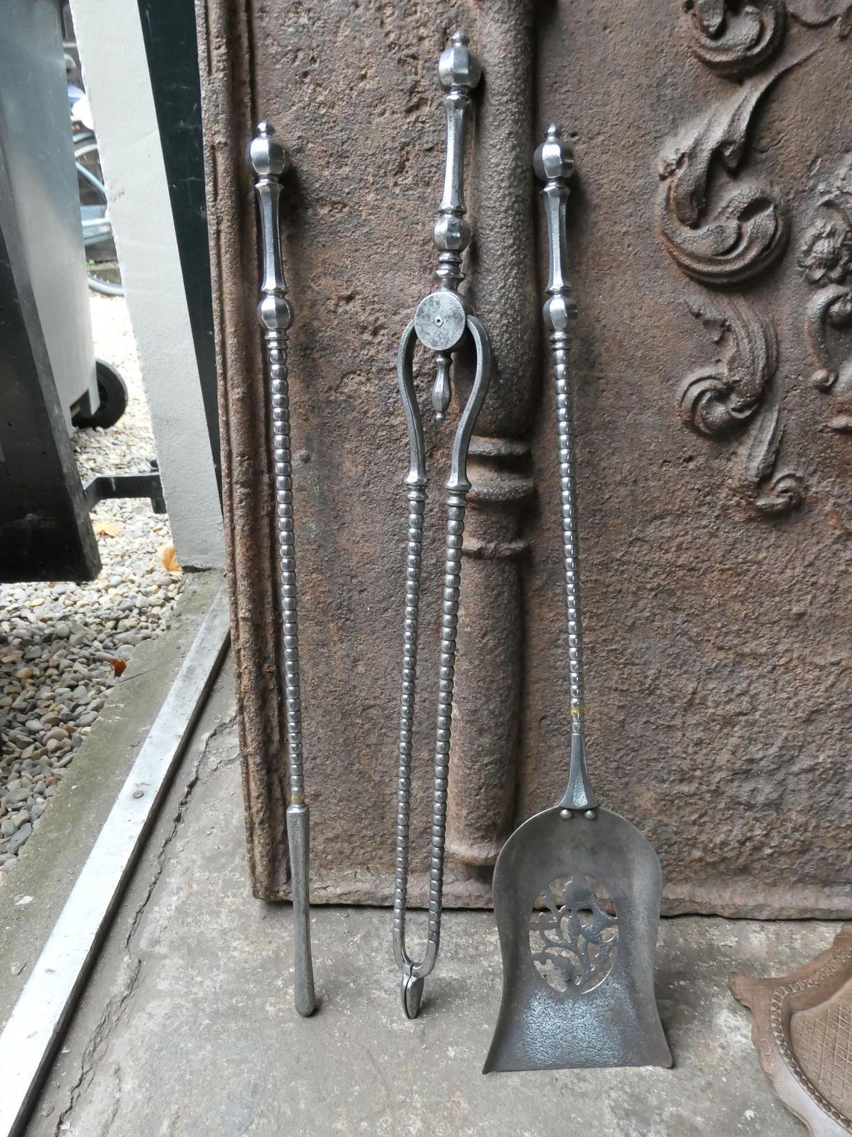 photo for sale English Polished Steel Georgian Fireplace Tool Set, 18/19th C.