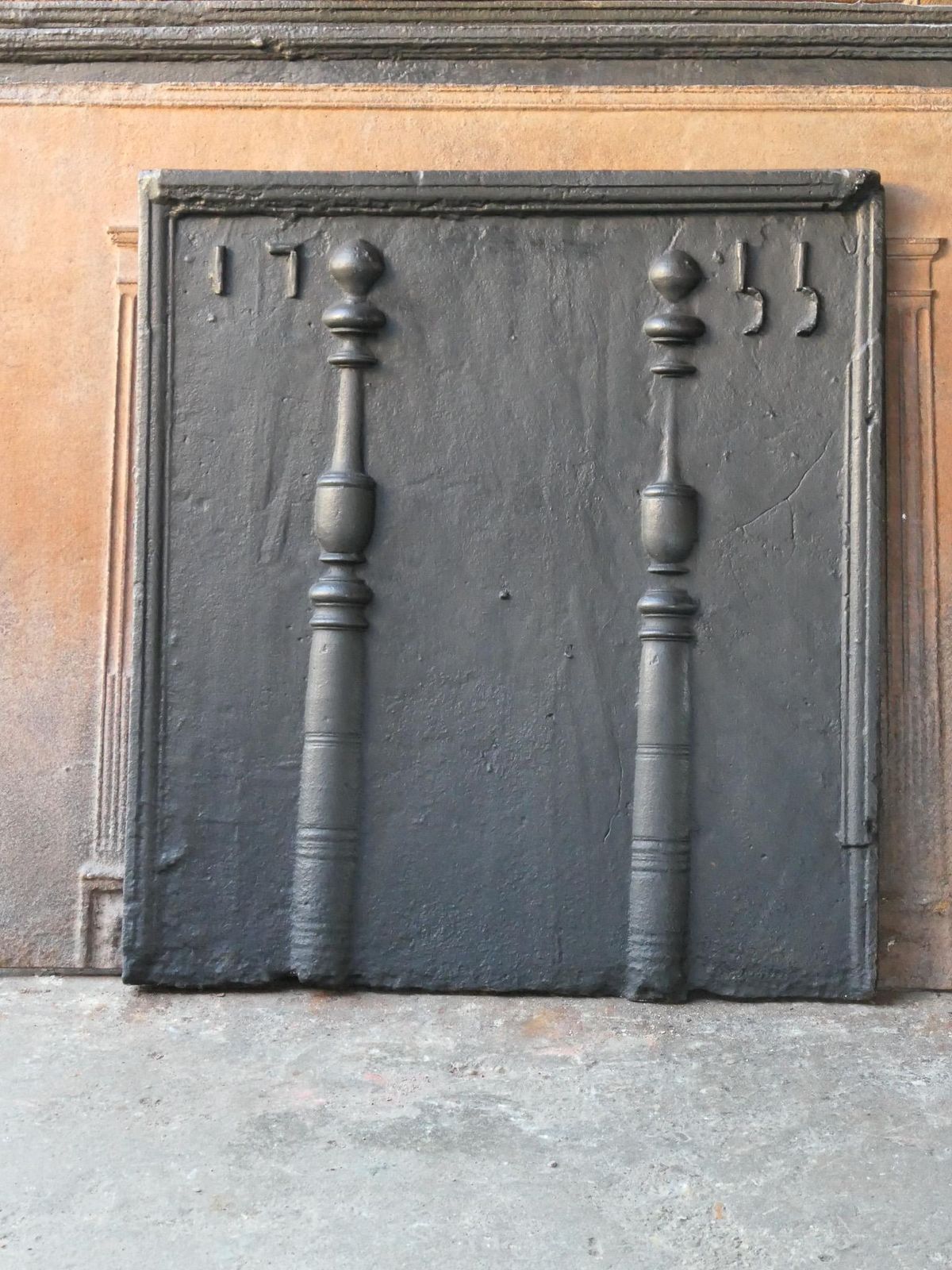 18th Century French Fireback / Backsplash With Pillars Of Hercules, Dated 1755 photo 1088.0