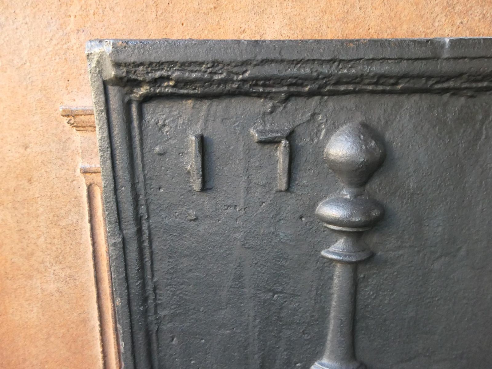 Home Fixtures 18th Century French Fireback / Backsplash With Pillars Of Hercules, Dated 1755 photo