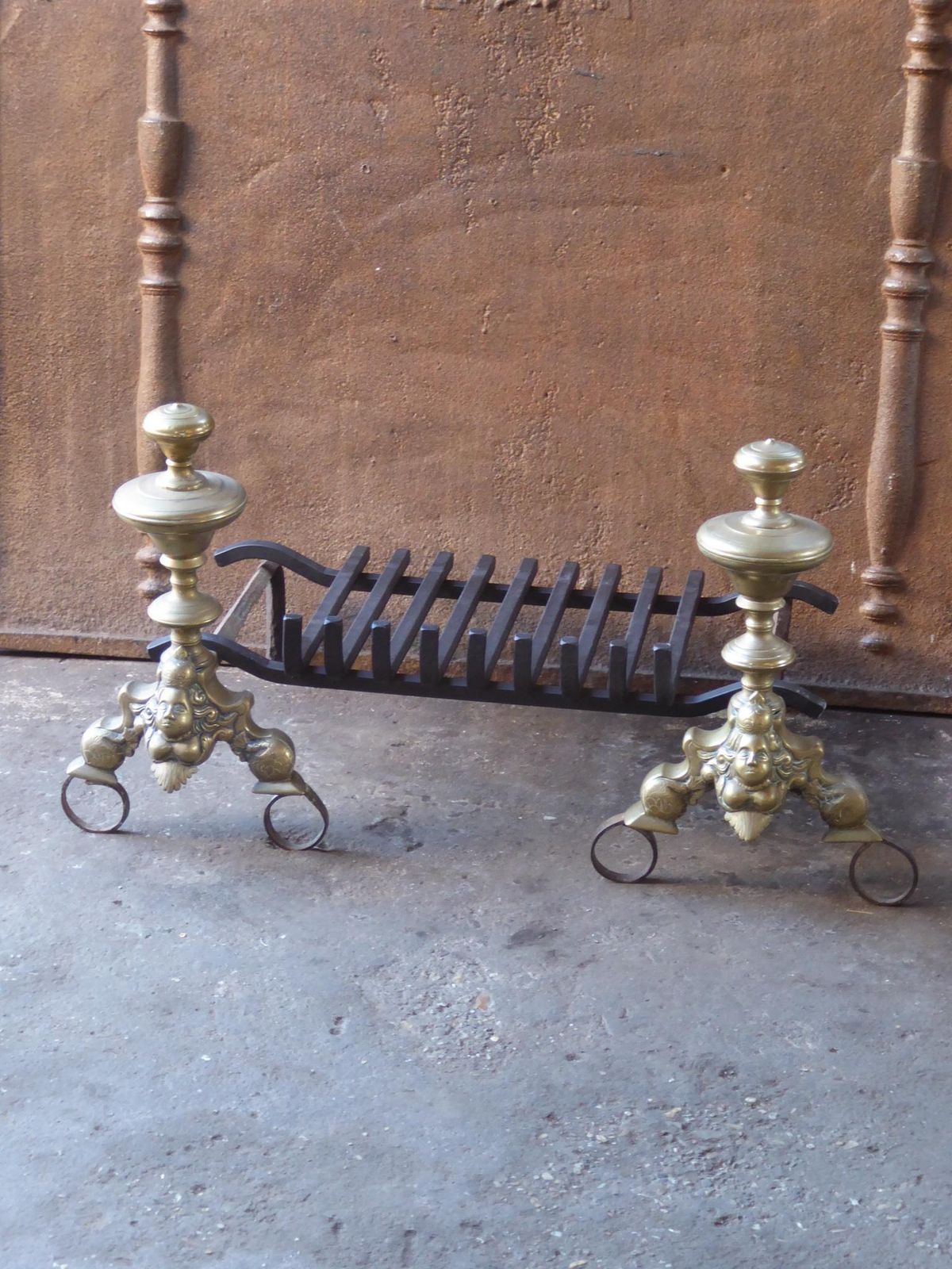Antique French Louis XIV Fire Grate, Fireplace Grate, 17th Century photo Home Fixtures