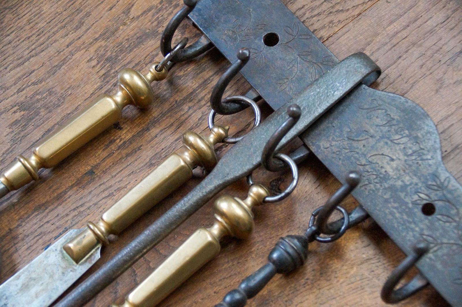 Antique Dutch Fireplace Tools Or Fire Tools, 19th Century photo vintage