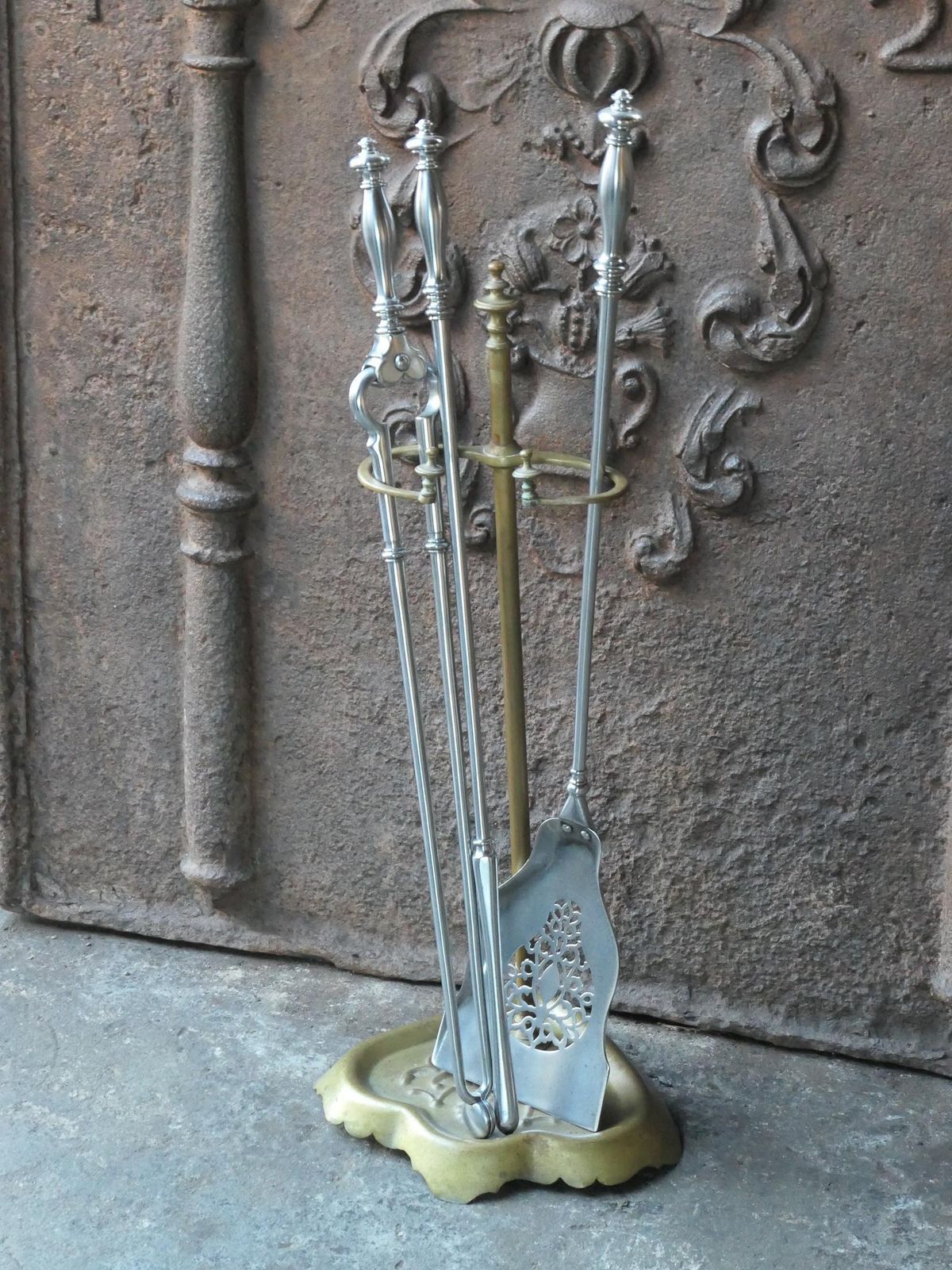 English Brass An Polished Steel Georgian Fireplace Tool Set, 18th 19th C photo Home Fixtures