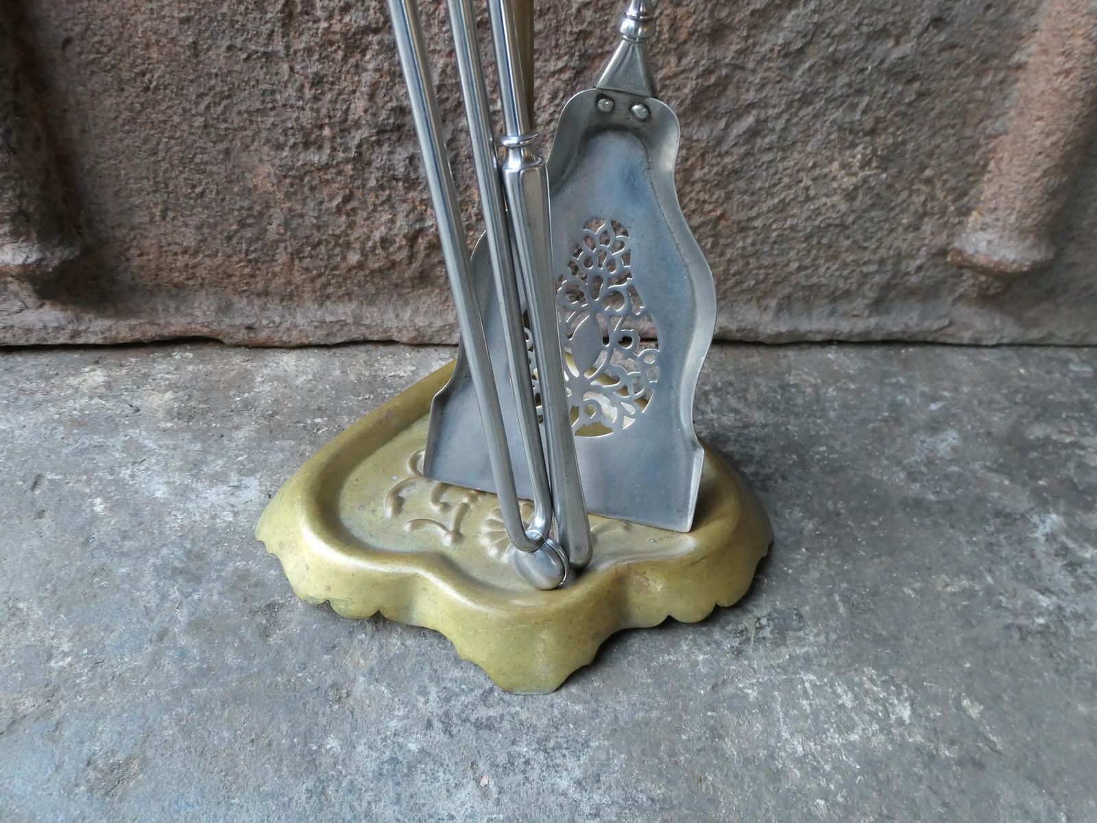 English Brass An Polished Steel Georgian Fireplace Tool Set, 18th 19th C photo buy