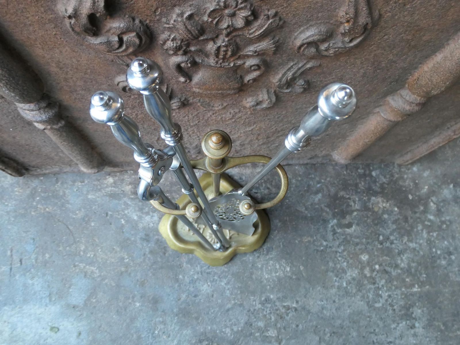 photo furniture English Brass An Polished Steel Georgian Fireplace Tool Set, 18th 19th C