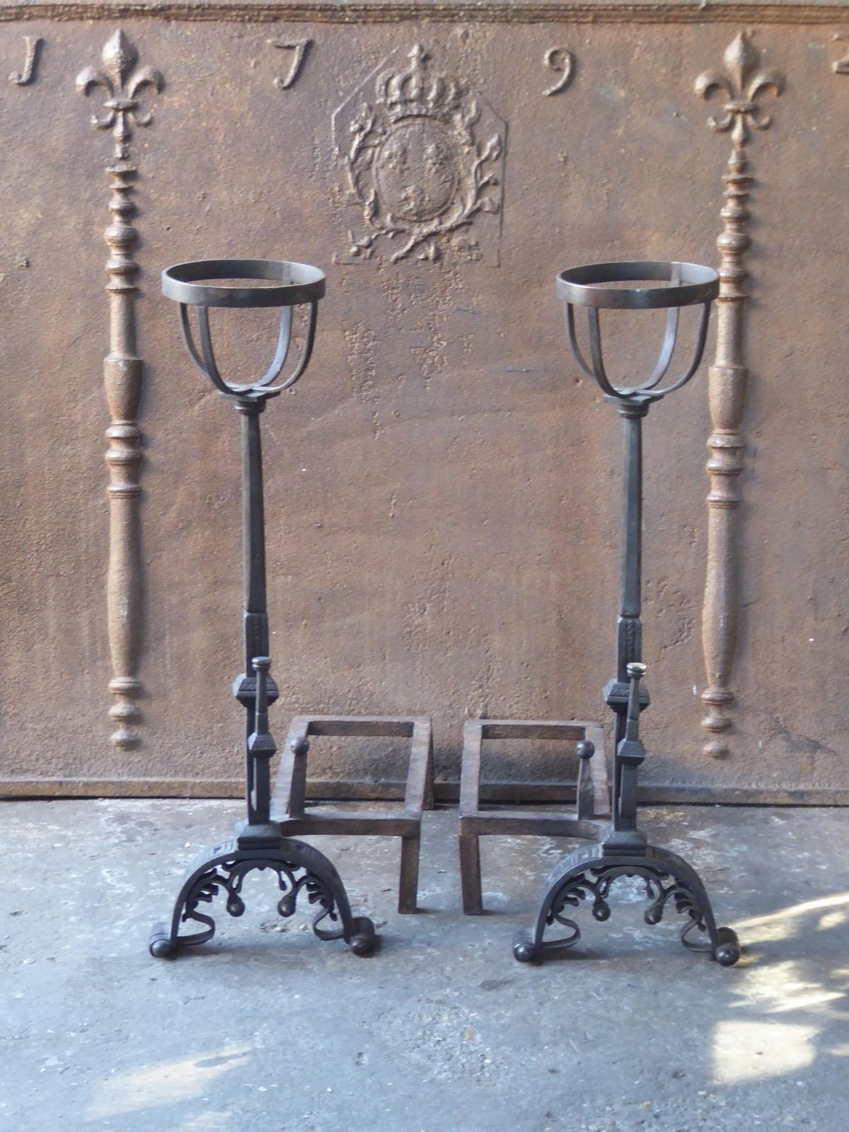 Antique French Neoclassical Fireplace Grate, Fire Grate, 18th 19th Century photo for sale