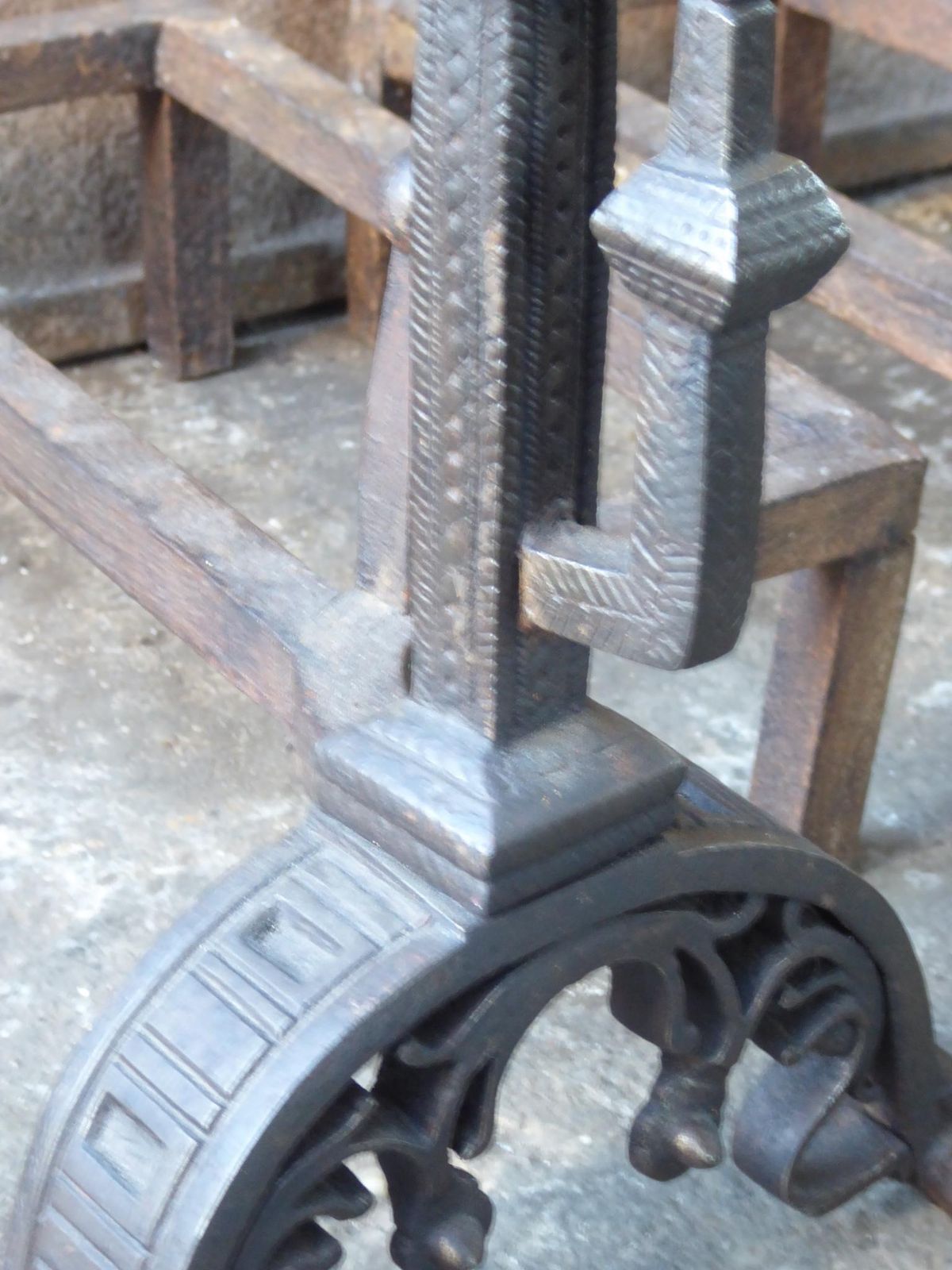 photo furniture Antique French Neoclassical Fireplace Grate, Fire Grate, 18th 19th Century
