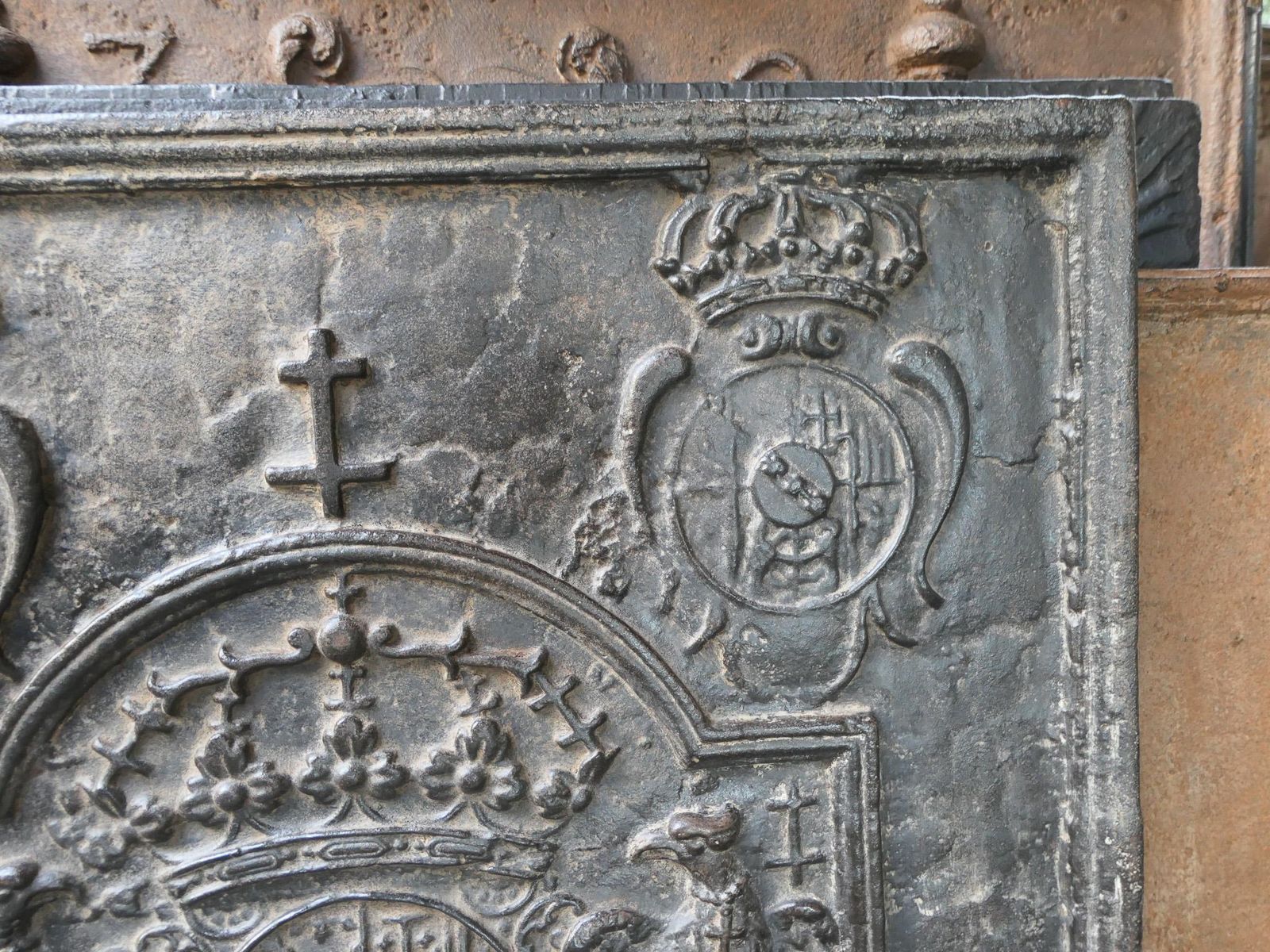 Antique French 'Arms Of Lorraine' Fireback / Backsplash, 17th Century photo vintage