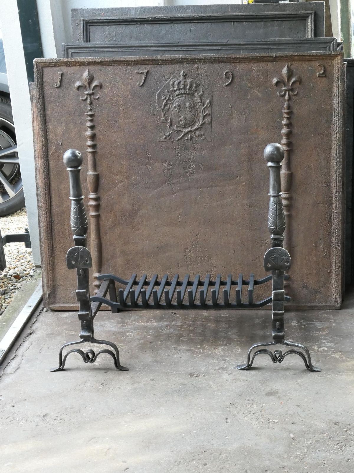 Beautiful French Gothic Fireplace Grate Or Fire Basket, 17th Century photo furniture