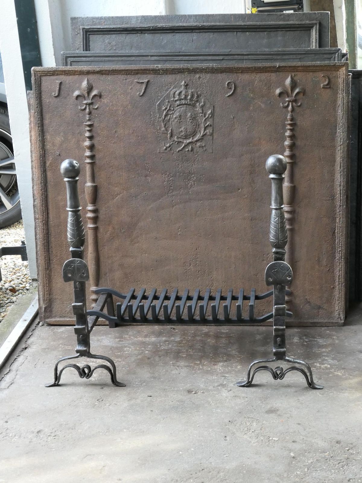Beautiful French Gothic Fireplace Grate Or Fire Basket, 17th Century photo for sale