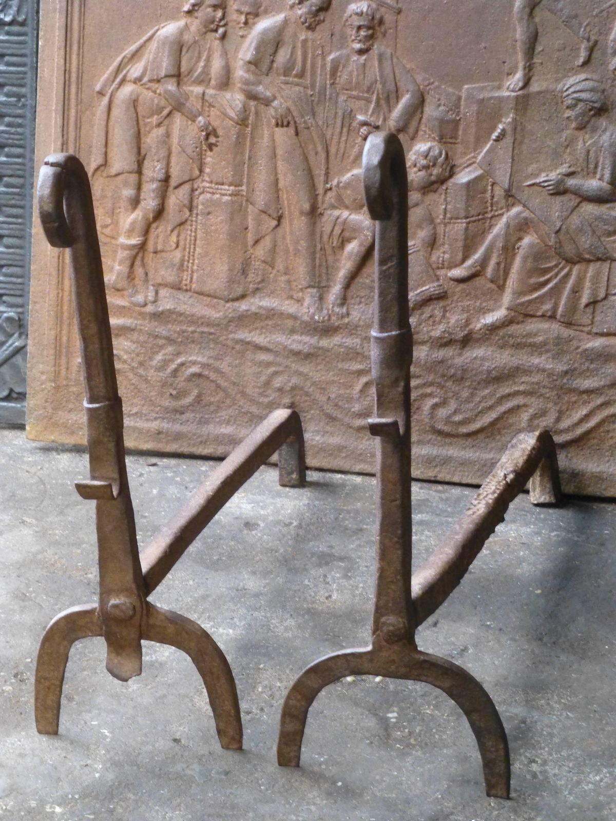 18th Century Horseshoe Andirons, Firedogs photo furniture