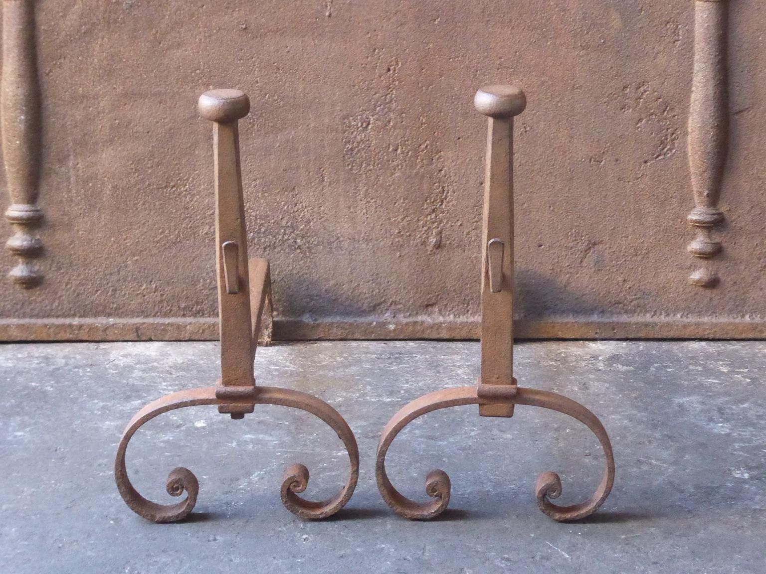 19th Century French Louis XV Andirons Or Firedogs photo furniture
