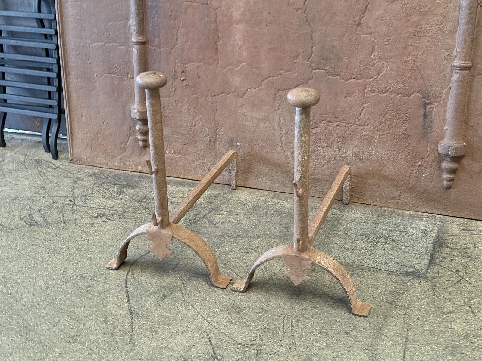 French Napoleon III Style Andirons Or Firedogs, Early 20th Century photo for sale