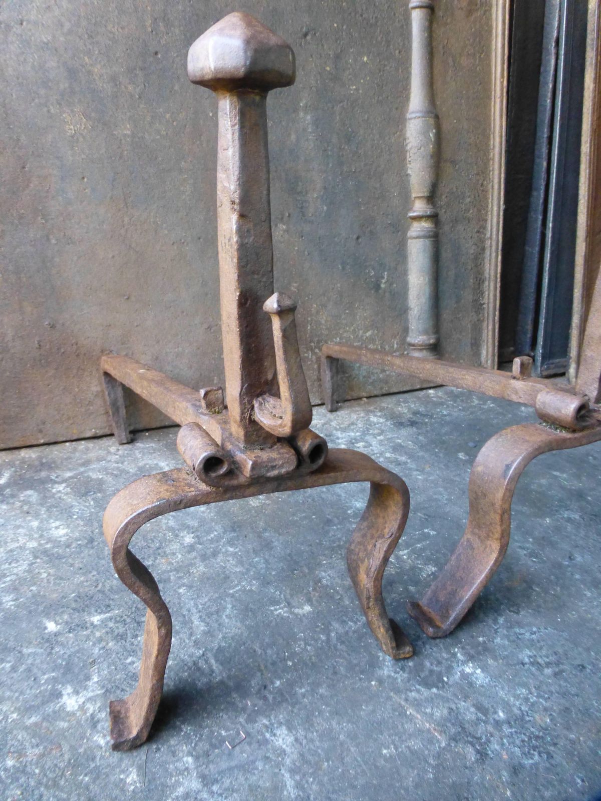 French Louis XV Firedogs, Andirons, 18th Century photo for sale