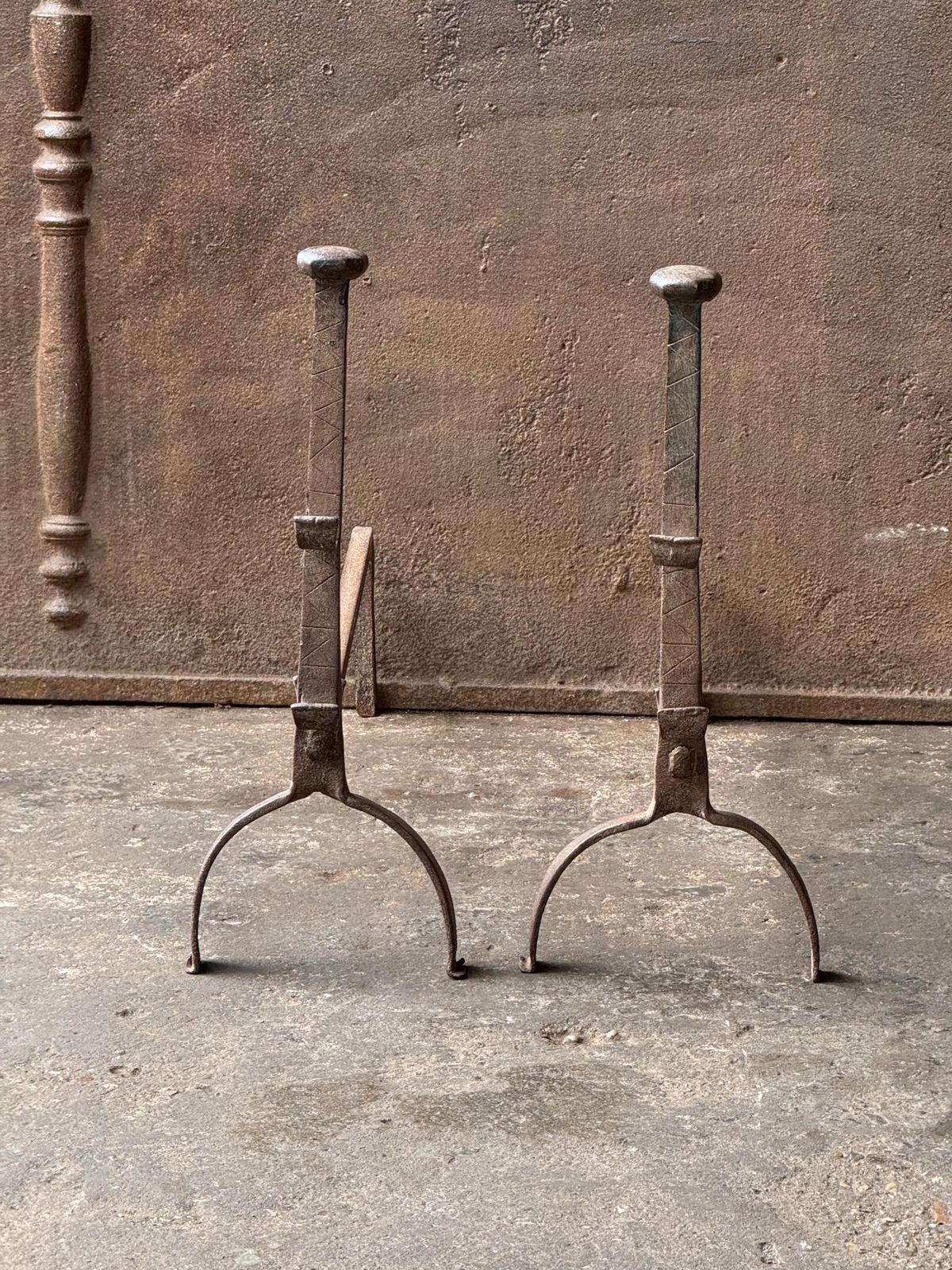 French Gothic Andirons Or Firedogs, Gothic Period, 17th Century photo Home Fixtures