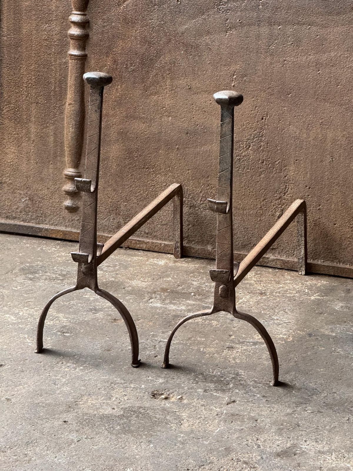 French Gothic Andirons Or Firedogs, Gothic Period, 17th Century photo 320.0