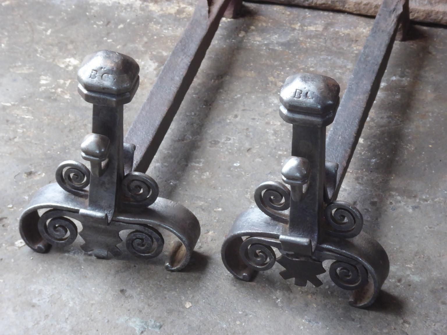 Hand Forged French Louis XV Andirons Or Firedogs, 18th Century photo Home Fixtures
