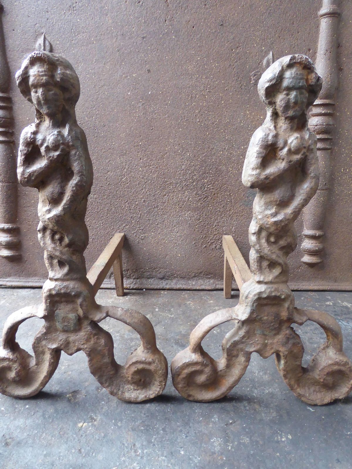 English Arts & Crafts Andirons Or Firedogs photo vintage