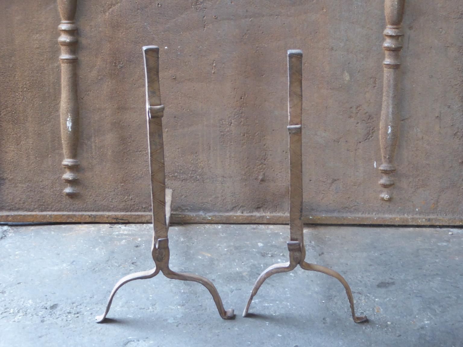 Antique French Gothic Andirons Or Firedogs, 17th Century photo furniture