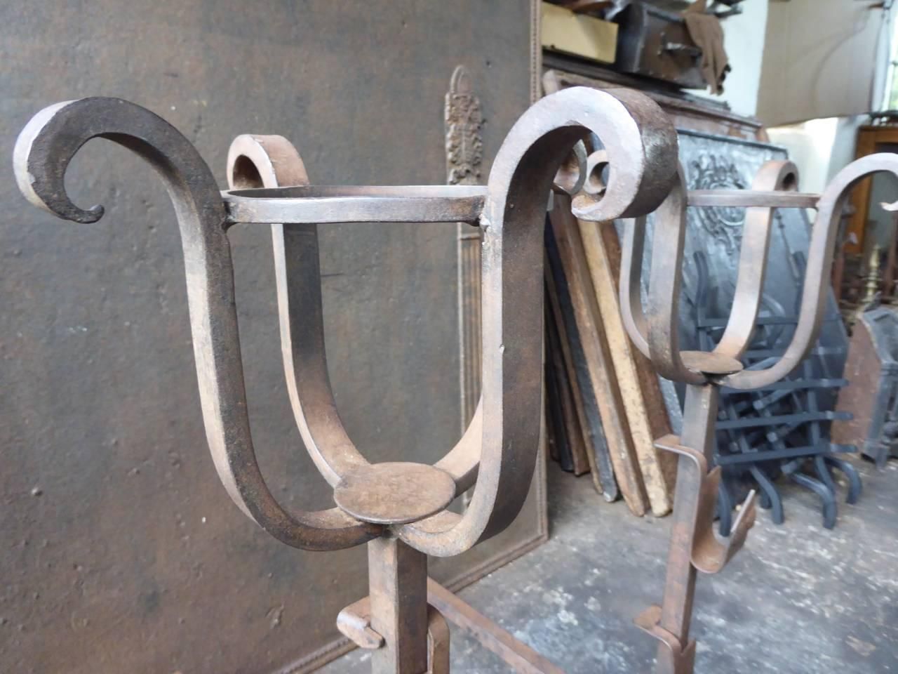 French Wrought Iron Cup Dogs Or Andirons photo Home Fixtures