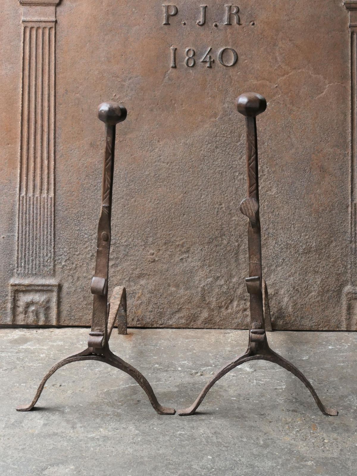 17th Century Louis XIII Andirons, Firedogs, Landiers photo furniture