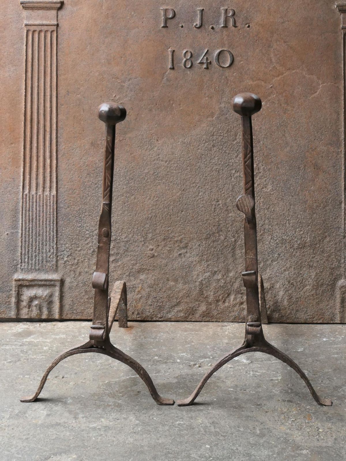 17th Century Louis XIII Andirons, Firedogs, Landiers photo for sale
