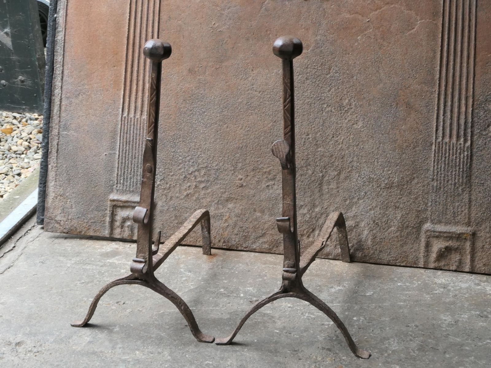 17th Century Louis XIII Andirons, Firedogs, Landiers photo 422.0