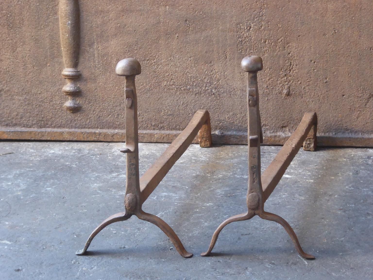 17th 18th Century French Gothic Andirons Or Firedogs photo for sale
