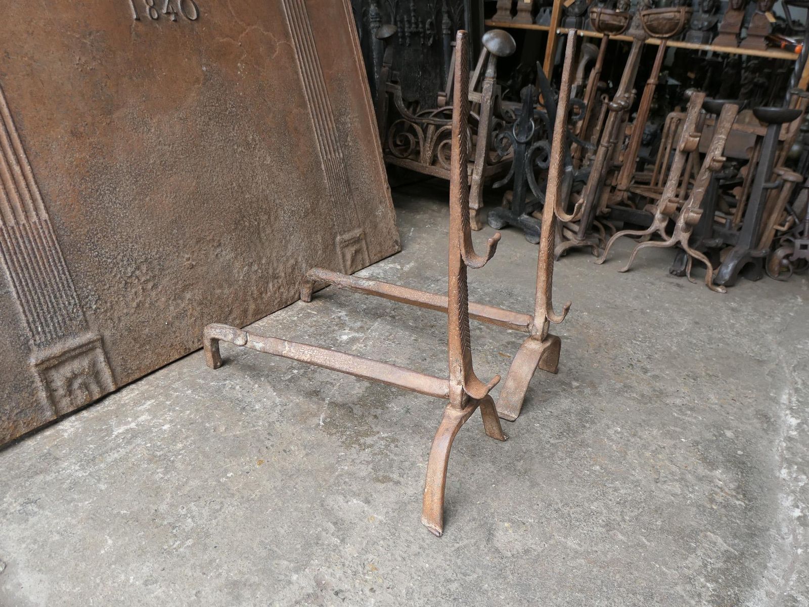 422.0 17th Century Louis XIII Andirons, Firedogs photo