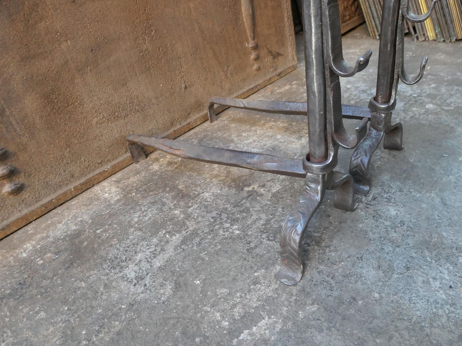 photo vinterior Antique French Gothic Andirons Or Firedogs, 17th Century