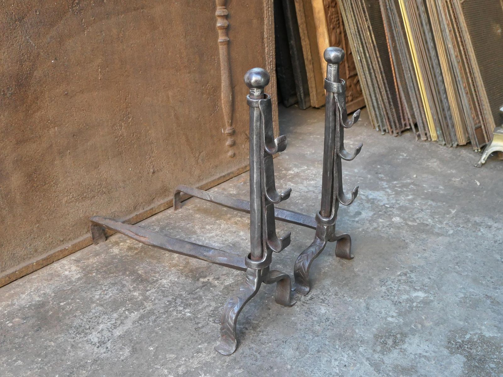 photo buy Antique French Gothic Andirons Or Firedogs, 17th Century