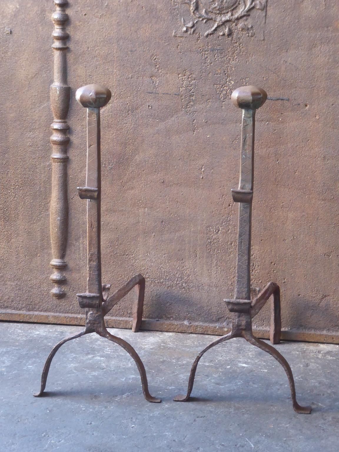 17th Century French Gothic Andirons Or Firedogs photo for sale