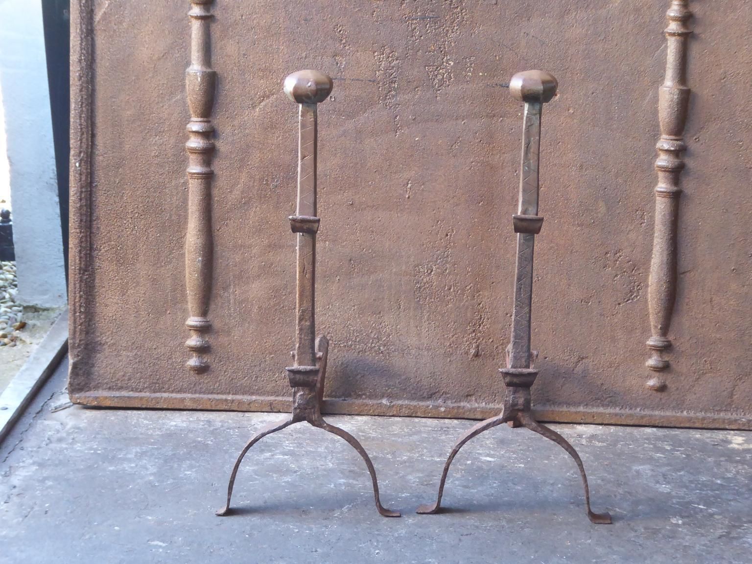 17th Century French Gothic Andirons Or Firedogs photo Home Fixtures