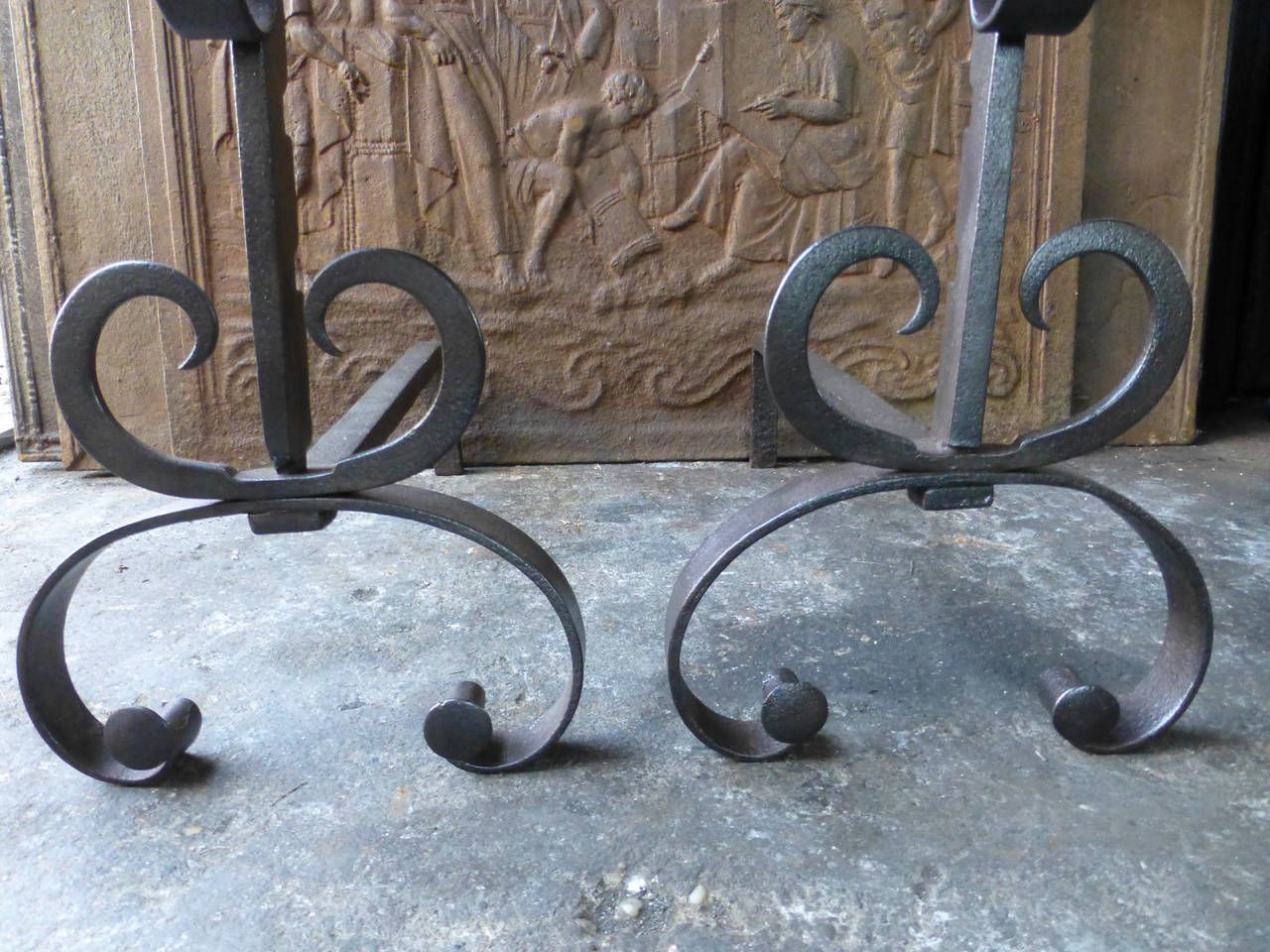 19th Century French Napoleon III Andirons, Fire Dogs photo Home Fixtures