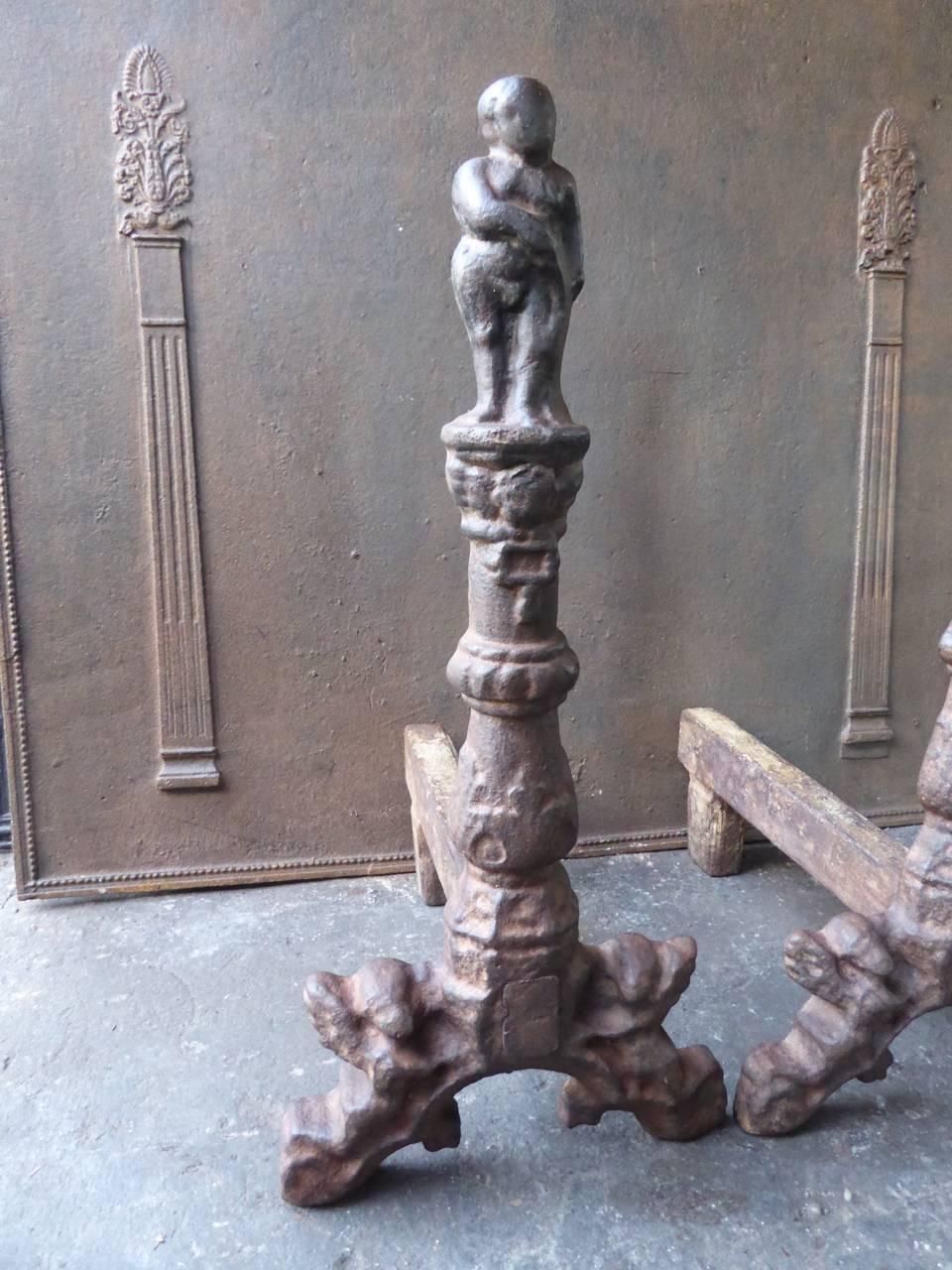 Large 19th 20th Century French Andirons Or Firedogs photo Home Fixtures