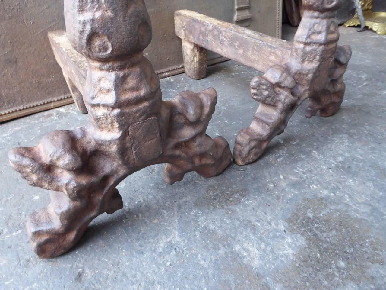 photo for sale Large 19th 20th Century French Andirons Or Firedogs
