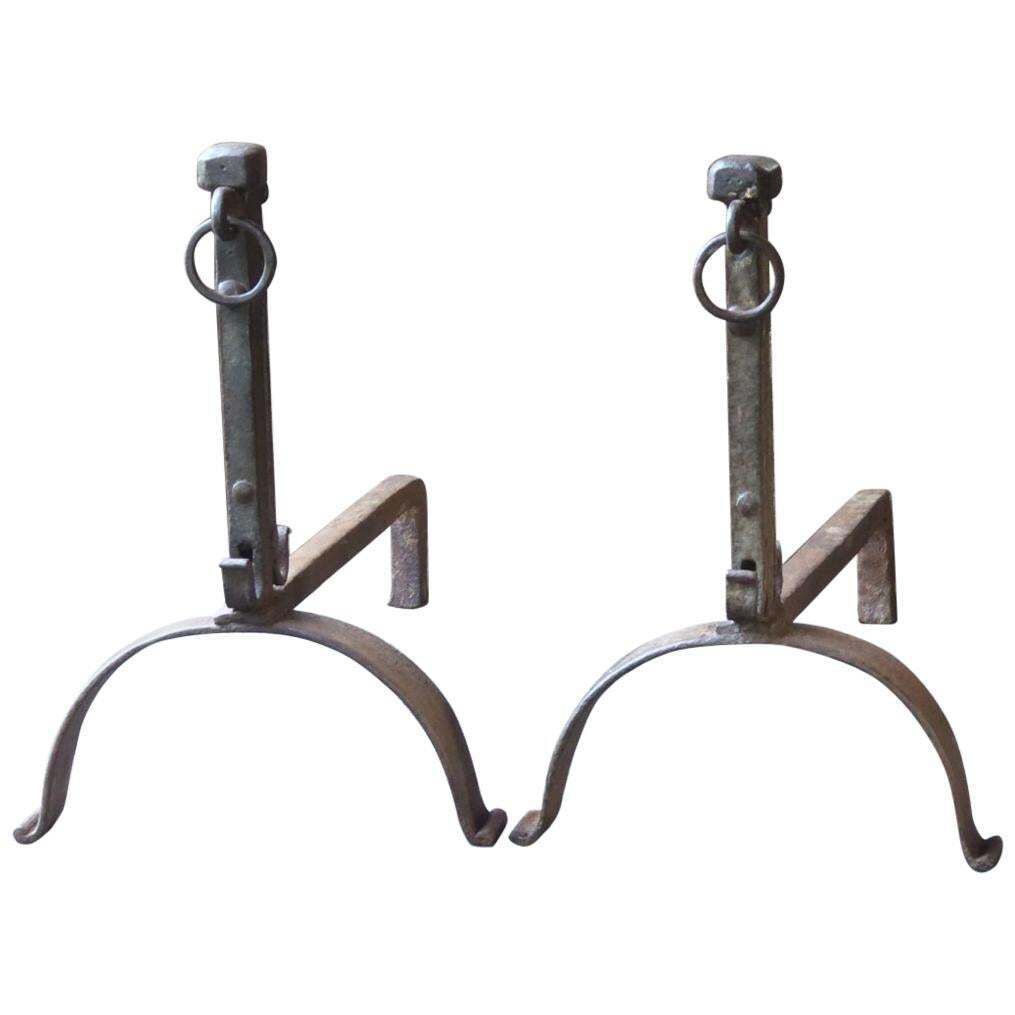 18th Century French Louis XV Andirons Or Firedogs