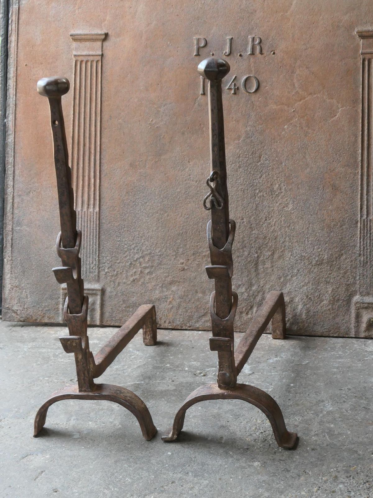 19th Century Large French Andirons, Firedogs, Louis XV Period photo 405.0