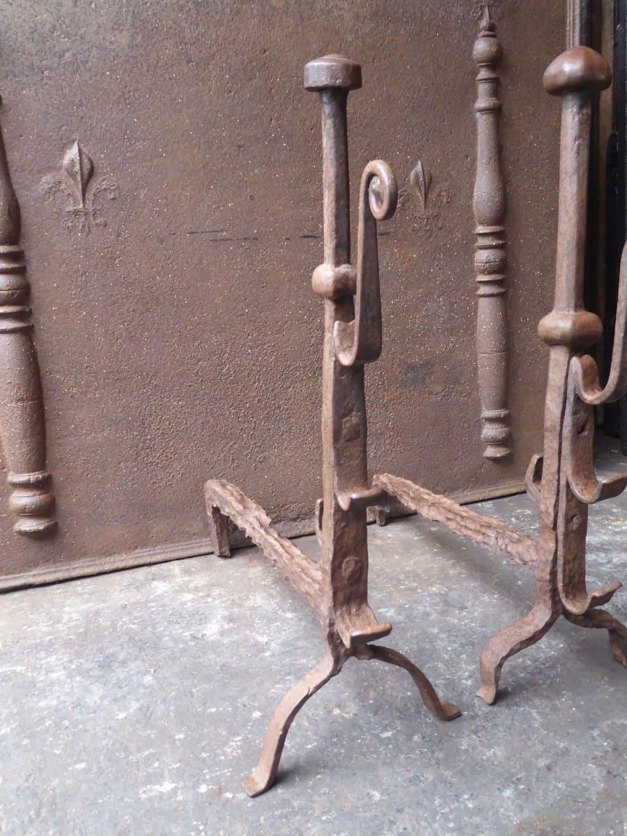 17th Century Louis XIII 'Marriage' Andirons, Firedogs photo Home Fixtures