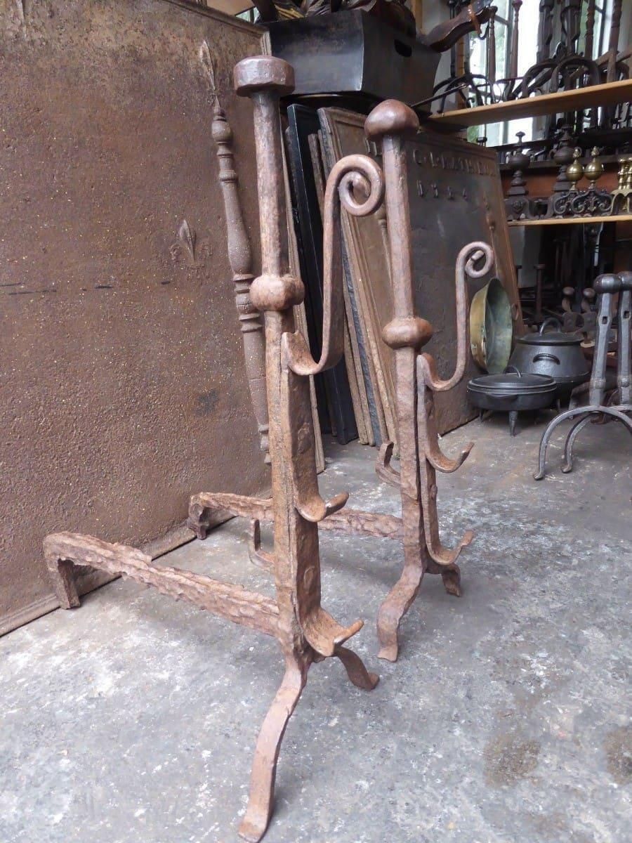 320.0 17th Century Louis XIII 'Marriage' Andirons, Firedogs photo
